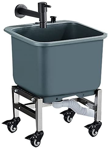 SdaryWare Lavello da Cucina, lavello Mobile per Lavare i Pavimenti con rulli, lavello per Lavare i Pavimenti da Balcone, lavello Multiuso per Garage o Negozio,#1-40cm(15.7in)