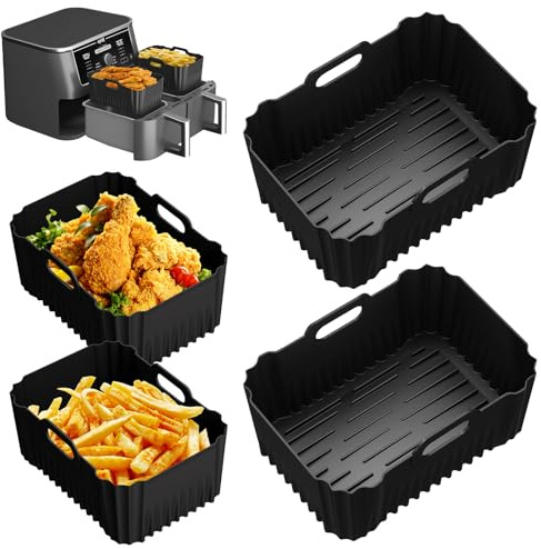 Silicone Mould Hot Air Fryer Accessories for Russell Hobbs 2 Chambers 9L Airfryer, Pack of 2 Russell Hobbs Hot Air Fryer 9L, Cosori Dual Zone 8.5 L, Ninja Foodi MAX 9.5L Air Fryer Silicone Insert