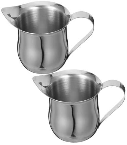 MOTHNUR 2 Pièces Steel Milk Jug For Machines Stainless Milk Frothing Pitcher With Elegant Design Easy Clean Latte Steaming Jug For Espresso And Latte Art
