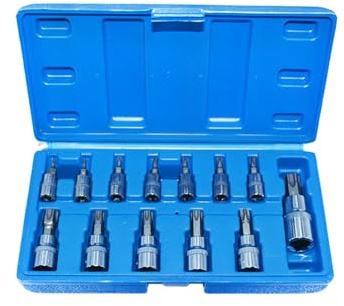 13 Piece T8-T60 Socket Bit Set 1/4/3/8 Drive High Strength Steel Socket Wrench for Automatic Repair and Home Maintenance Steel Tools