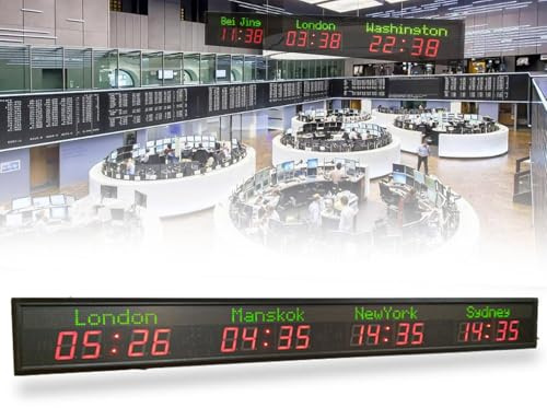 Orologio multi fuso orario, orologio mondiale, orologio da parete digitale a LED con fuso orario mondiale, orologio da parete multi fuso orario mondiale a colori per interni, per ufficio/casa/soggio