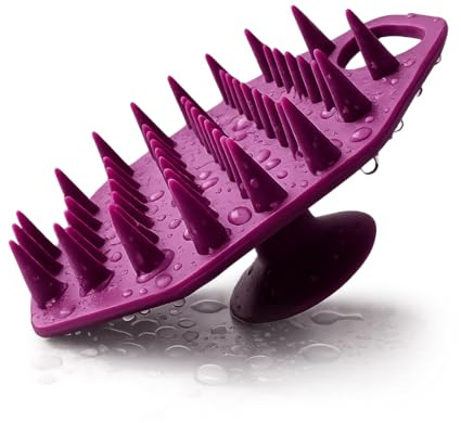 Silicone Scalp Massager and Shampoo Brush, Purple, ScrubMeScalp