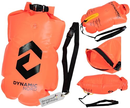 DynamicNord - Boya de natación - Diseñada en Alemania - Claramente Visible - Seguridad para natación, Aguas Abiertas, triatlón, Sup, 15 litros de Volumen