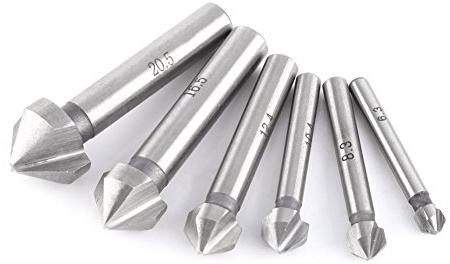 Brocas avellanadas de 3 flautas con vástago redondo de acero de alta velocidad, herramienta de biselado para materiales blandos plástico, madera y aluminio