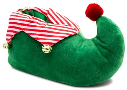 IMTY Kids Elf Slippers Unisex Christmas Novelty Jingle Bells Boys Girls Plush Slippers Slip On Fun Festive Costume House Shoes (Green, 10, UK Footwear Size System, Toddler, Numeric, Medium, 10)