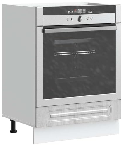 YuuSsea Kalmar Armoire à encastrer en bois Sonoma Gris 60 x 46 x 81,5 cm Armoire de cuisine pour four, micro-ondes, pieds réglables, peu encombrante