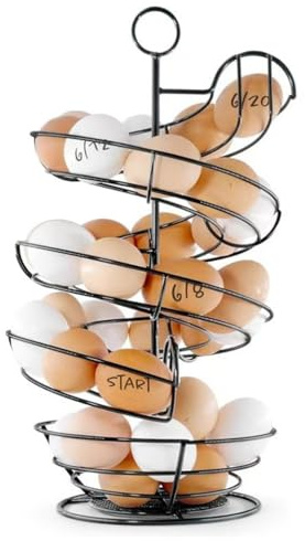 SMELEYOU Soporte para Huevos Frescos, Organizador de encimera, Estante de Metal en Espiral para Huevos, dispensador de 14, 2 Pulgadas para Almacenamiento en el mostrador de la Cocina