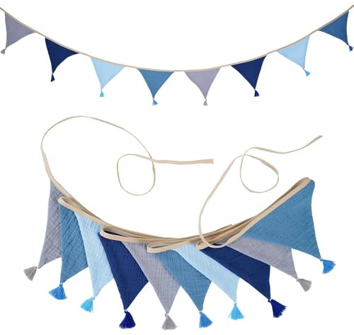 2.6 M Guirlande De Fanions,Coton Bannière De Drapeau Triangulaire en Tissu,Fanions Bannière,Double Face Banderole pour Chambre d'enfant Décoration,Fête De Jardin, Guirlande Happy,Couleurs Bonbon