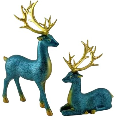 Decorazioni Natalizie Renne | 2 Pezzi Statuine Realistiche Da Collezione,Decorazioni Con Figure Di Renna Per Natale - Per Camera Da Soggiorno Scaffale Scrivania Ingresso Ufficio Giardino Festa