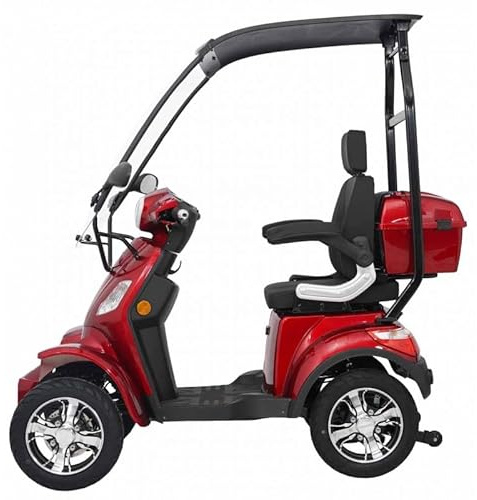 Vita Care 4000 Li Elektromobil 4-rädriges Seniorenmobil mit 1000 W Motor, herausnehmbarem Lithium-Akku bis 100 km, Geschwindigkeit-25km/h (Mit Dach, Bordeaux, Akku- 60V/20Ah: bis zu 50 km)