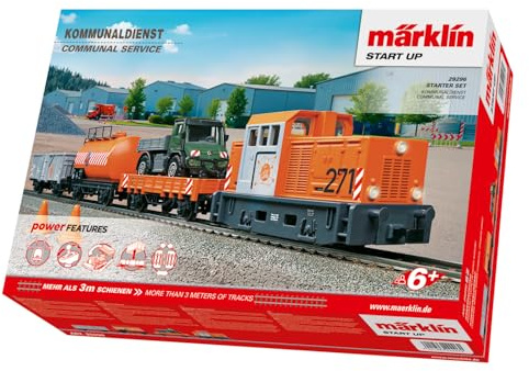 Märklin Start up 29296 H0 Digital Kit de démarrage du Service Municipal – Locomotive avec mfx, clé de contrôle de Puissance Infrarouge, Voie C Ovale avec Souple, véhicule Municipal à partir de 6 Ans