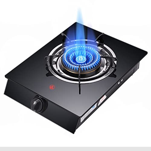 Burners Gas Hob gas hob Portable Stove 1 Burner ， Black Tempered Glass Or Stainless Steel Lightweight Single Camping 5300W(H,LPG)