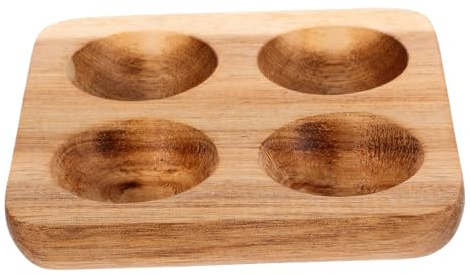 Toddmomy Bandeja de Madera Marrón Organizador Versátil y Elegante para Huevos 4 Ranuras Soporte Práctico para Almacenamiento Seguro para Cocina y Refrigerador