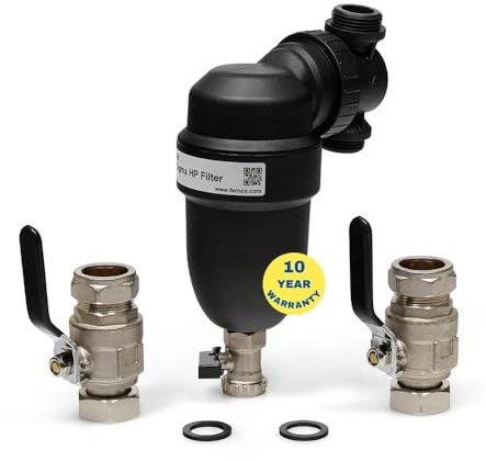 Fernox TF1 Sigma HP 28 mm Heat Pump Filter 62615 High Flow System Filter for Air Source and Ground Source Heating with Full Bore Valves
