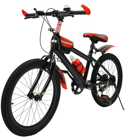 QWMEIYOU Bicicleta de montaña al aire libre de 20 pulgadas de acero al carbono marco bicicleta | Con portabotellas, brújula y timbre de bicicleta, capacidad de carga 75 kg