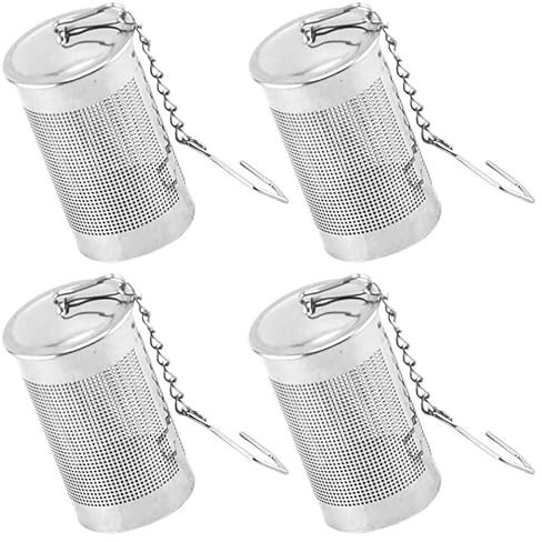 KICHOUSE Set 4 Pezzi Filtro Tè in Acciaio Inossidabile Fori Fini Infusore Tè Compatto per Tisane e Spezie per Cucina