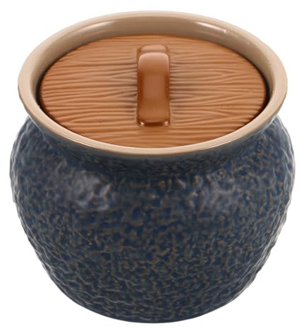 SOLUSTRE Mini Cazuela para Estofado al Vapor de Cerámica Azul con Tapa Uso Versátil y Diseño Resistente para Cocinar en Familias Pequeñas y Solteros