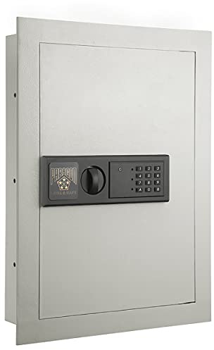 In-Wall Safe - Home or Business Safe with LED Keypad and 2 Manual Override Keys - Protects Cash, Jewelry, Passports, and More by Paragon Safes (Cream)