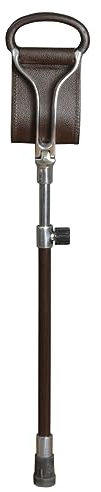Classiccanes Hochwertiger Wanderstock mit integriertem Sitz, verstellbar, braun, Edelstahl Leder, 66-91 cm, 100 kg belastbar, 965 Gramm
