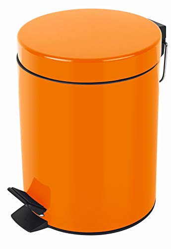 Spirella - Treteimer aus Edelstahl SYDNEY - Modernes Design, Einfache Öffnung, Herausnehmbarer Inneneimer - Badezimmer- oder Küchenzubehör - Orange - 5L