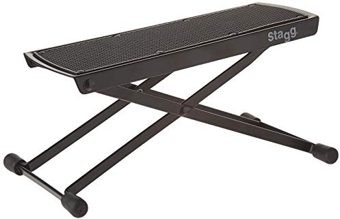 Stagg 22054 rutschfeste Polypropylen-Gitarren-Fußbank (Höhe: 13,5-27 cm (5,3 Zoll-10,5 Zoll), zusammenklappbar, 6x Positionen justierbar)