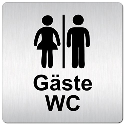 Türschilder24 XXL Schild - Türschild (B) • 125 x 125 mm • Gäste WC Toilette • 1,5 mm Aluminium Vollmaterial • 100% Made in Germany (Gäste WC + Piktogramm)