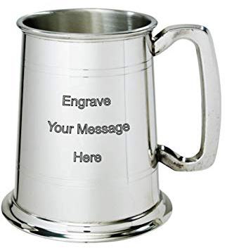 Wentworth Pewter 1 Pint Bierkrug aus Zinn mit Liniendetail, personalisierbar, graviert, gratis, Geschenk für Hochzeit, Geburtstag, Ruhestand, Sport, Papa