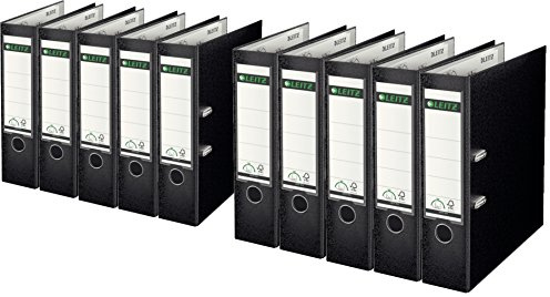 Leitz Qualit?ts-Ordner Plastik-Cover 180?A4 (A4 breit | 10er Pack, Schwarz)