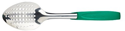 MasterClass Colour-Coded Catering-Quality Stainless Steel Slotted Spoon, 34 cm (13.5) - Green (Vegetarian)