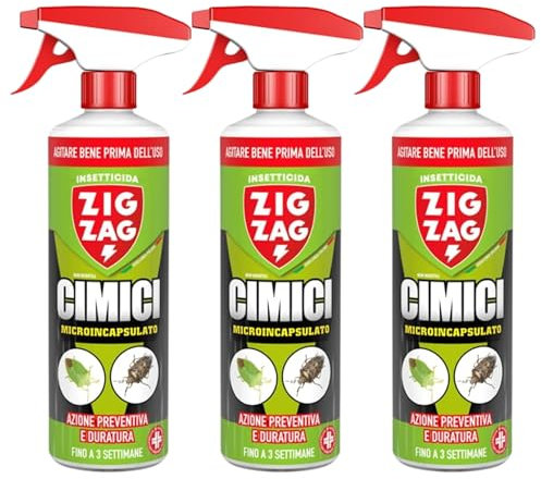 3 PEZZI Zig Zag,Cimici, Insetticida Microincapsulato a lento rilascio indicato per le Cimici, azione rapida e residuale, formato 500 ml X 3 CONFEZIONI