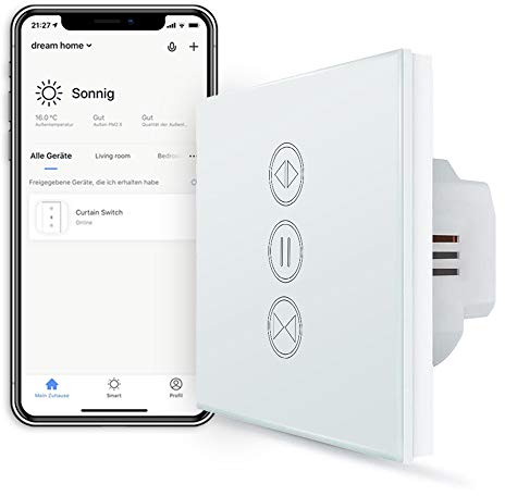 [NEW Generation] LoraTap WIFI Smart Rollladen Jalousie Zeitschaltuhr Schalter Rolladenzeitschaltuhr Timer für Rolladenmotor Kompatibel mit Google Home