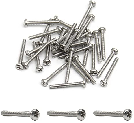 MroMax Lot de 30 vis cruciformes M2,5 x 20 mm en acier inoxydable 304 Gris argenté