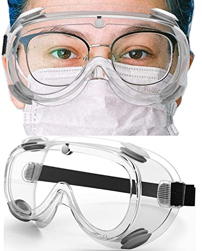 WOOLIKE Safety Goggles Medical Goggles Fit Over Eyeglasses Anti-Fog Safety Glasses Clear Lab Goggles chemistry Protective Eyewear ANSI Z87.1