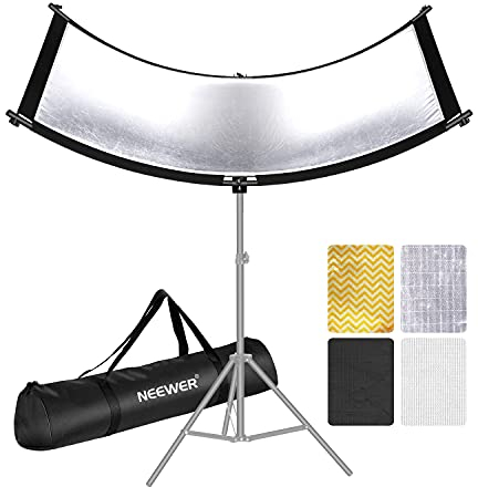 Neewer Clamshell Light Reflector Diffuser with Carry Bag, 100 x 45 cm Photography Curved Lighting Reflector for Photography in Photo Studio, Black/White/Gold/Silver (Stand Not Included)