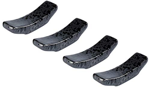 Chopsticks Holder Set of 4 Ceramic Chopstick Stand Rest Rack Spoon Fork Knife Holder Set (Black)