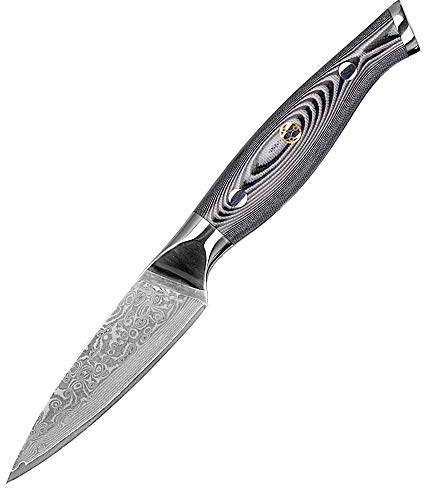 WolfCut Damascus Coltello sbucciatore 14 cm 67 strati in acciaio damasco con confezione regalo