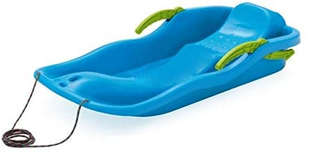vom Pullach Hof Bob Schlitten Race Schneebob Schneerutscher Kunststoff inkl. Zugseil und Bremsen (Blau)
