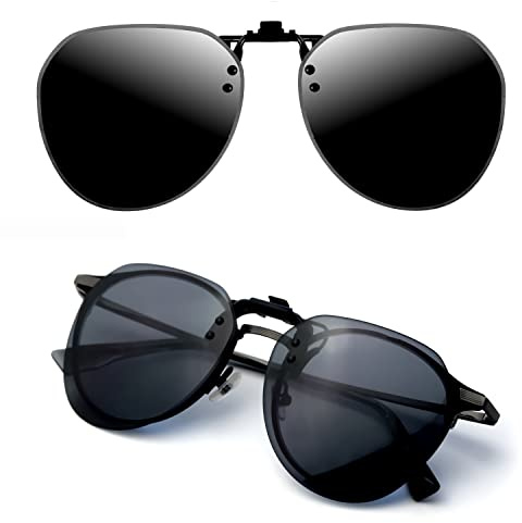 CREYESTAL Clip Lunettes de Soleil Polarisées, Relevable et Ultra léger, Surlunettes de soleil, Clip Solaire, Homme, Femme, 100% Anti-UV, Certifié CE