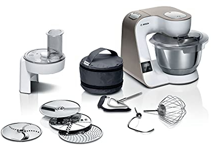 Bosch Creationline 5 in 1 Stand Mixer MUM5XW10GB 7 Speeds, integrated scale, dough hook, whisk, beater, 1000W Champagne