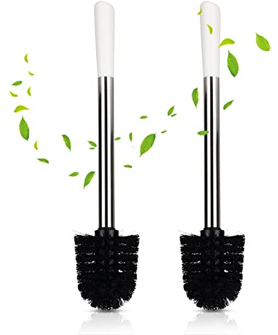 Autumnlife 2er Set Klobürste Toilettenbürste WC-Bürste mit Edelstahl Griff, Premium Klobürste Set Ersatz Schwarz Bürstenkopf, Ersatztoilettenbürste - Ersatzklobürste - Weiß