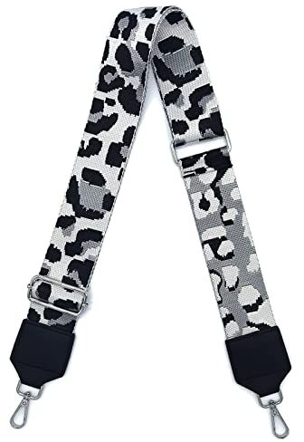 Verstellbarer Schultergurt Taschengurt Breit 5CM, Taschengurte zum Wechseln Mehrfarbiger Breiter Taschengurt Schulterriemen für Damen und Herren, Mädchen DIY Zubehör für Tasche(Leoparde Schwarz)