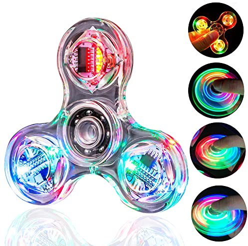 Steemjoey Crystal Led Light Fidget Toy Stress Relief Anti-Anxiety Brain Development Gift for Children and Adults (Crystal-White)
