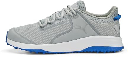 PUMA Herren Fusion Grip Golfschuh, Flach, Hellgrau, Puma, Silber-Puma, Team Royal, 45 EU