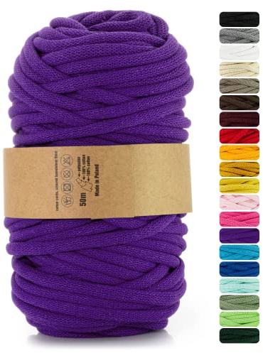 Netuno 1x corda macramè colorata viola 9 mm 50 m corda in cotone anima in poliestere filo spago uncinetto ferri da maglia decorazioni cordoncino colorato cavo