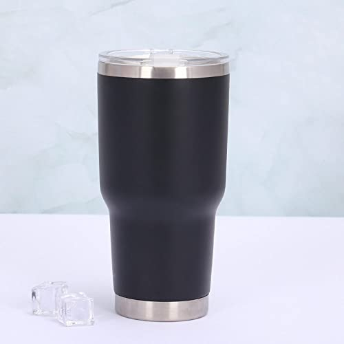 PEEHOO Tazas de vaso termo al vacío de acero inoxidable con tapa deslizante Taza de café de viaje aislada a prueba de fugas Taza de agua Botella de cerveza, negro mate, 900 ml