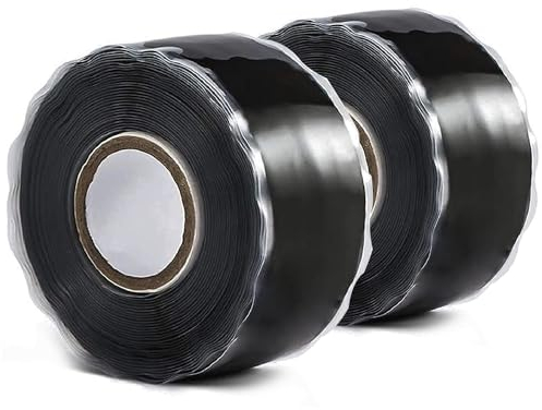 QILIMA 2 Rolls Self Fusing Silicone Tape Waterproof Repair Sealing Tape Black Leak Repair Tape Self Amalgamating Rubber Tape for Pipe Water Hose Leakage Sealing Repairing (25mm x 3m)