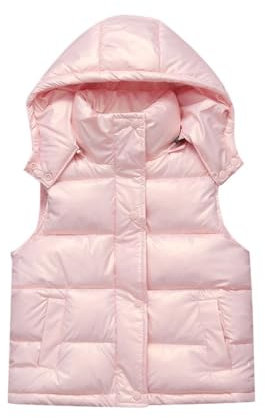 ACMEDE Piumino Gilet Bambini Cappotto con Cappuccio Bambina Bambino Gilet Inverno Giacca Senza Maniche Imbottita Piumino Gilet Trapuntato Impermeabile per Ragazzi e Ragazze