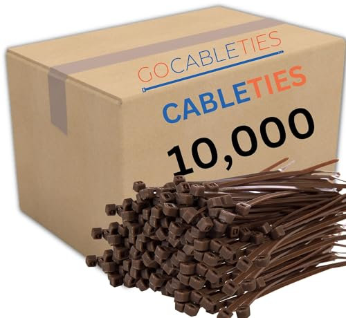 Gocableties - Bridas plastico marrón para cables - 10,000 Piezas - 100 mm x 2,5 mm - Tamaño pequeño - Resistentes a los rayos