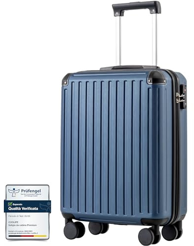 COOLIFE Maleta de Cabina 55 x 40 x 20 cm para avión Ryanair, Equipaje de Mano, Equipaje de Cabina, maletín rígido con Cerradura TSA y 4 Ruedas gemelas (Azul Marino, 55 x 40 x 20cm)
