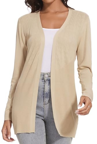 Famrrifuu Donna Cardigan Lungo Casual Leggero Maniche Lunghe Giacca Estivo Elegante Cardigan Maglia